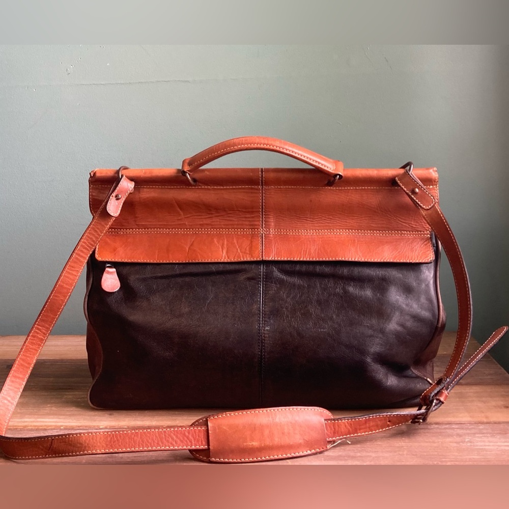 Vintage Delfina Leather Color Block Messenger Bag - Picture 12 of 13